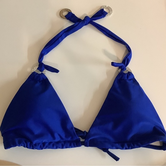 Blue Bedazzled Size Large Side Tie Bikini Set. - Picture 8 of 9
